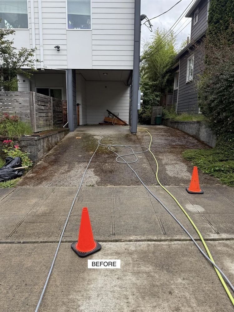 Driveway before pressure washing