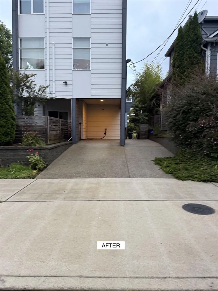 Driveway after pressure washing