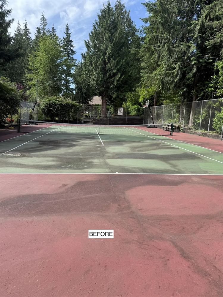Sport court before pressure washing
