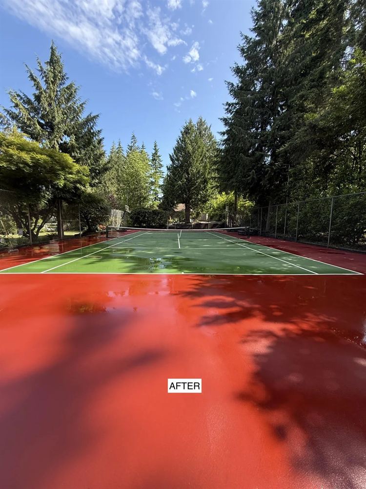 Sport court after pressure washing